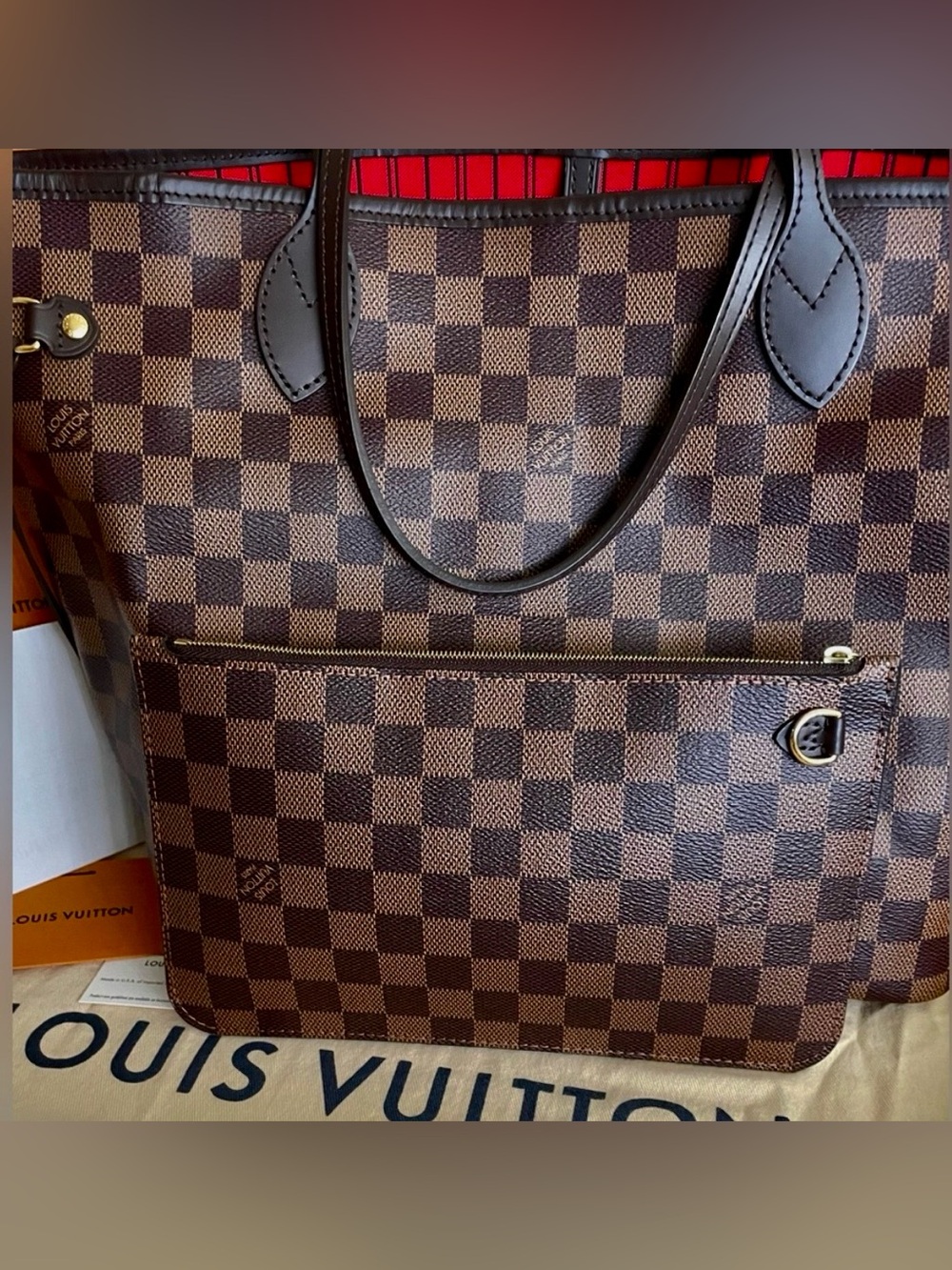 Pristine Authentic Louis Vuitton Damier Ebene Neverfull MM, NWT! - Picture 2 of 15